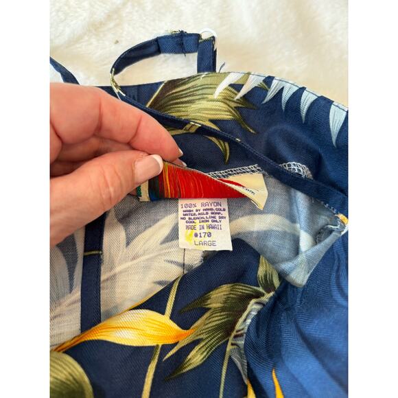 Paradise Found Hawaii Vintage Blue Spaghetti Strap Short Sundress Size Large - Picture 8 of 12